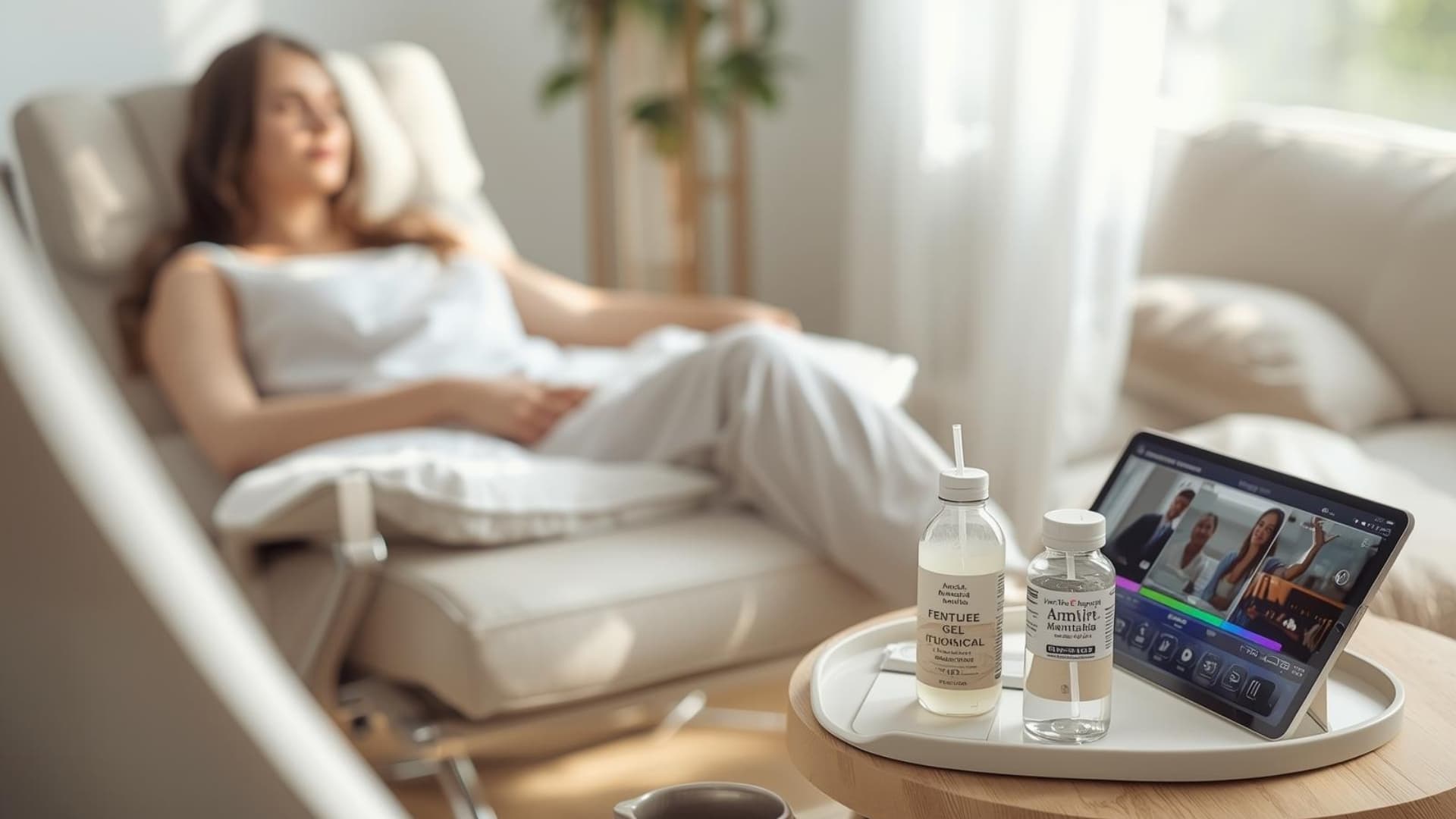 Calming herbal tea and comfort items for recovery